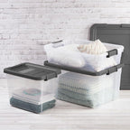 Sterilite 24-Pack Modular Stacker Box, Durable Clear Plastic Storage Bins with Latching Lids, 16 Quart - Stackable Organizing Container Boxes for Closet, Bathroom, and Office