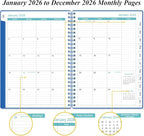 2026 Planner - Planner 2026 from January 2026 - December 2026, Weekly & Monthly Planner Spiral Bound with 12 Monthly Tabs, Inner Pocket, 6.4" x 8.5", Blue-E