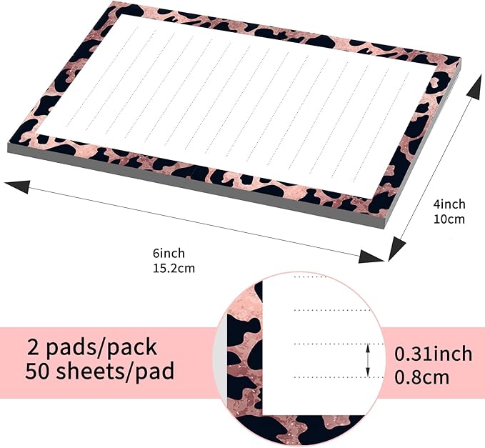 SXboxing Sticky Notes 4X6 Inches, 2 Pack Large Cute Self-Stick Pads, Bright Funny Memo Pads Easy to Stick for Home, Office Beautiful Leopard