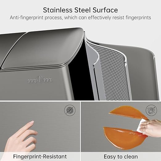 mVm Kitchen Trash Can,2x5.3 Gallon(2 x 20 L)Dual Trash cans and Recycle Bin Combo with Foot-Pedal,Anti-Fingerprint,Soft-Close,Brushed Stainless Steel Garbage Can for Kitchen,Living Room(Metallic Gray)