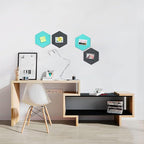 Uoisaiko 12" Large Bulletin Board with 15 Push Pins, Pack of 4 Hexagon Felt Pin Board Notice Boards for Home Office, Felt Wall Tiles for Photos Memos (Lake Blue Grey)
