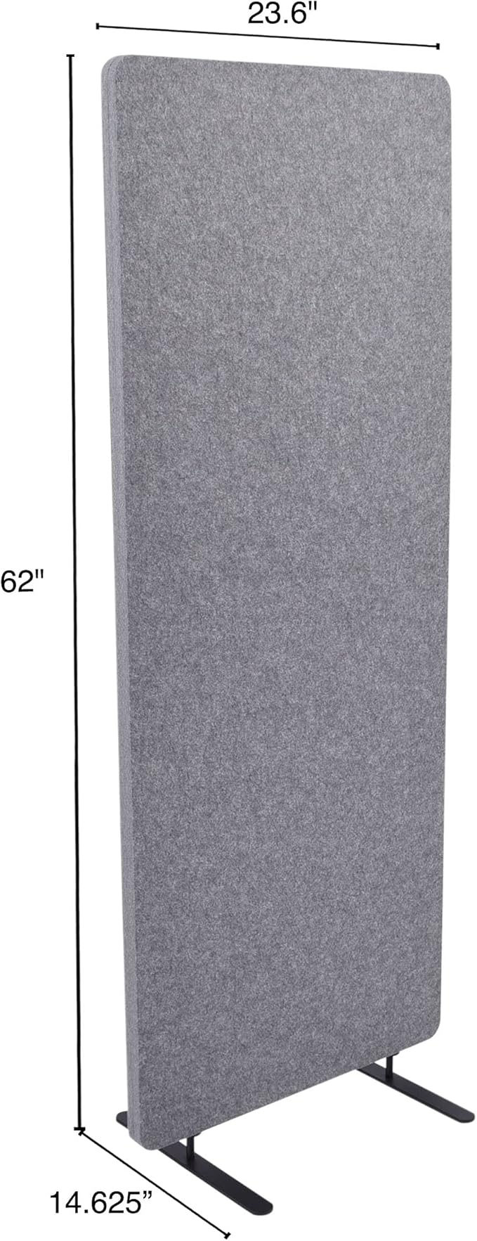 Stand Up Desk Store ReFocus Raw Freestanding Acoustic Desk Divider Privacy Panel to Reduce Noise and Visual Distractions (Castle Gray, 23.6" x 62")