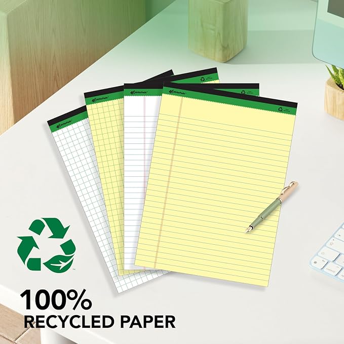 KAISA White Legal Pads Writing Pads Recycled Paper 5"x8" Narrow Ruled Lined Paper Small Legal pad Perforated 50 sheets Hard Back Notepads Writing Tablet For Office Supplies Study (White 12pads)