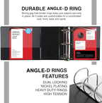 Performore Premium 3 Ring Binder, Professional Angle D Ring 2.5 Inch, Presentation Folder for Standard Pages 8.5 x 11 with Pockets, Crystal Clear View Black (2 Pack)