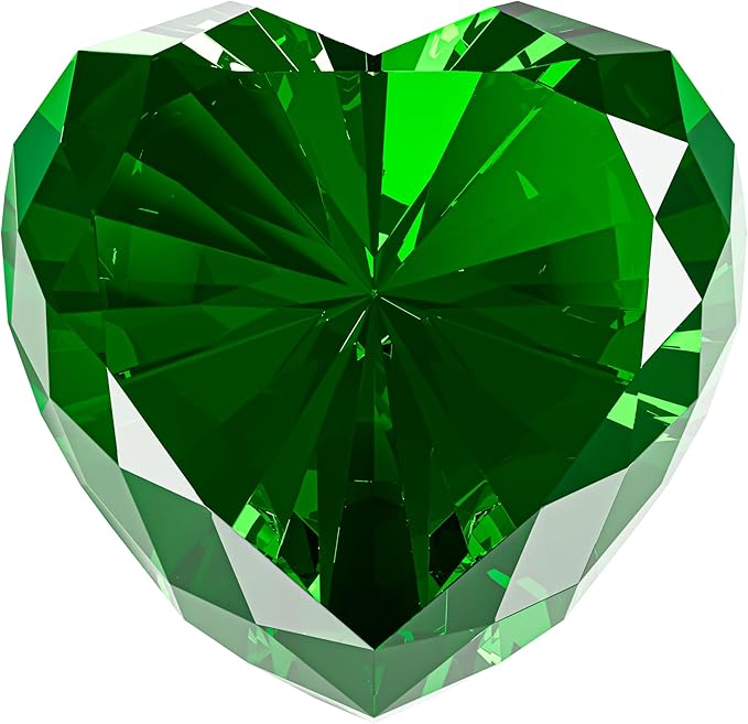 Emerald Crystal Diamonds Paper Weights with Gift Box,80mm Chaos Emeralds Heart Shape Real Crystal Big Diamond Glass Green Gems Paperweight,Birthday Anniversary Women Her Valentine's Day Gifts
