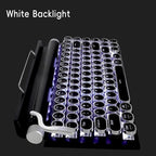 Adventurers Typewriter Style Retro Mechanical Keyboard, White Backlight, 83 Key Bluetooth 5.0 Blue Axis Compatible with Desktop, Laptop, Mac and Mobile, Black, 12.3 x 6.6 x 1.6 Inches