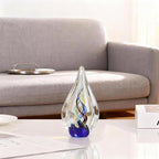 DOVDOV Blown Glass Sculpture, Blue Glass Art Collection Statue, Unique Mediterranean Water Drops Decorative Statue for Office, Bookshelf, Dresser, Living Room Coffee Table, Mantelpiece Filler