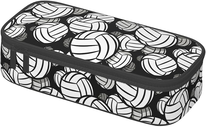 HKHEHOP Volleyball Ball Pattern Pencil Case Big Capacity Storage Pencil Pouch Stationery Bags With Zipper Portable Pen Holder Box Organizer For Boys Girls Teens Student College School Office Supplies