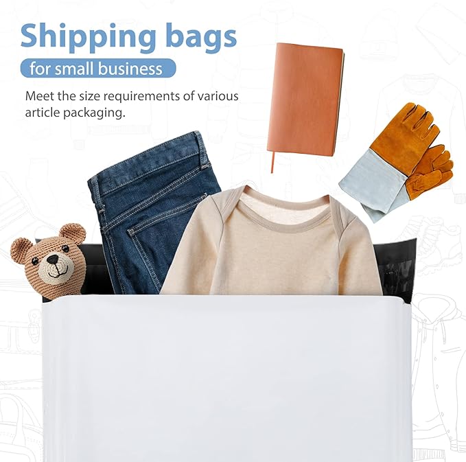 Metronic Poly Mailers 9x12 200 Pack, Strong Adhesive Shipping Bags for Clothing, Waterproof and Tear-Proof Shipping Envelopes, Small Mailers Poly Bags Packaging Bags in White
