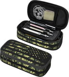 YIJIUWKIS Camo Pencil Box for Kids Adults, Usa Flag Style Pencil Case for Boys Girls, Green Pencil Pouch Big Capacity Portable Pencil Holder Stationery Storage Desk Pen Bag for School Office