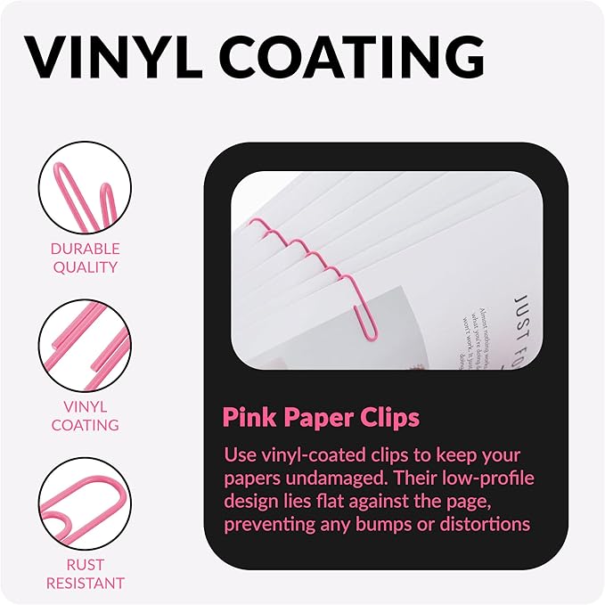 Small Paper Clips, 1.1 Inch Paper Clip, 200 pcs Paperclips (Small, Pink)