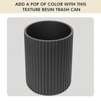 DoveeDosa Black Luxury Stone Bathroom Trash Can, Modern Bathroom Office Trash Can, Resin Wastebasket, Garbage Receptacle Bin for Bathrooms, Offices, Powder Rooms, Kitchens (Black)