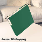 SHUTEX Extra Capacity Plastic Hanging File Folders,12 Pack Reinforced Expanding Hang Folder Letter Size,Accordian Pocket,Heavy Duty 2 Inch Expansion,Hanging Folder Organizer for Office Home,Green