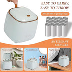 Daphilly Mini Countertop Trash Can with 12 Rolls of Trash Bags, Desk Trash Can Tiny Trash Can with Press Type Lid, light blue