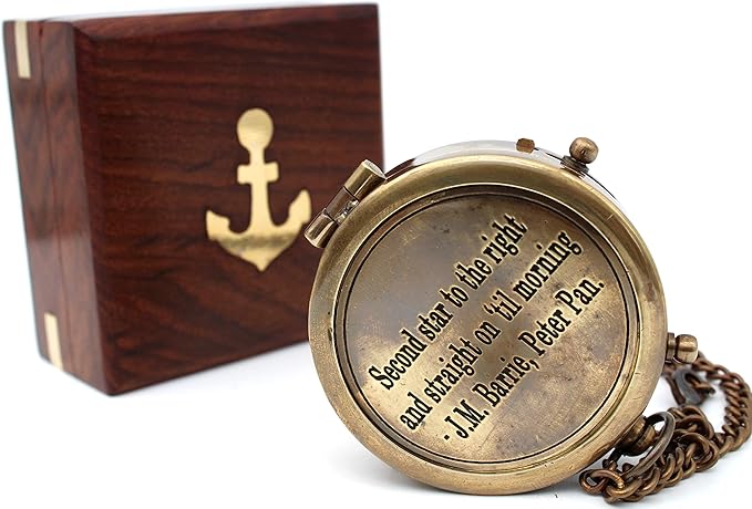 Be Strong and Courageous, Do Not Be Afraid Brass Engraved Compass with Stamped Wooden Case – Inspirational Birthday, Confirmation, and Baptism Gifts