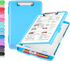 Sooez Clipboard with Storage, High Capacity Nursing Clip Board 8.5 x 11 with Pen Holder & Low Profile Clip, Plastic Clipboards Case Box, Teacher Must Haves School Office Supplies,Letter Size/ A4