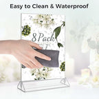 Smarpau Acrylic Sign Holder 5x7, 8 Pack Double-Sided Picture Frames Display Stand, Clear Table Number Holders, Plastic Menu Flyer Photo Holders for Office Store Restaurant