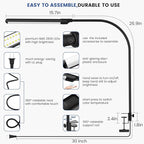 Hand-Wave LED Desk Lamp with Clamp, Touchless On/Off, Color Temperature Adjustable 3000K-6500K, Flicker-Free Eye-Caring Reading Light, Clip-On Desk Light for Home Office/Study/Monitor/Desk (110V)