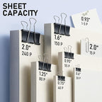 WORPSON 408 PCS Binder Clips Paper Clamps Assorted Sizes and Push Pins, Binding Paperwork Clamp Bulk, School Teachers Office Supplies (Black)