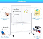 maxtek Rolling Whiteboard, 48x48 Large Magnetic White Board with Stands, Big Double-Sided White Board Dry Erase on Wheels for Homeschool, Home Office, Office, School