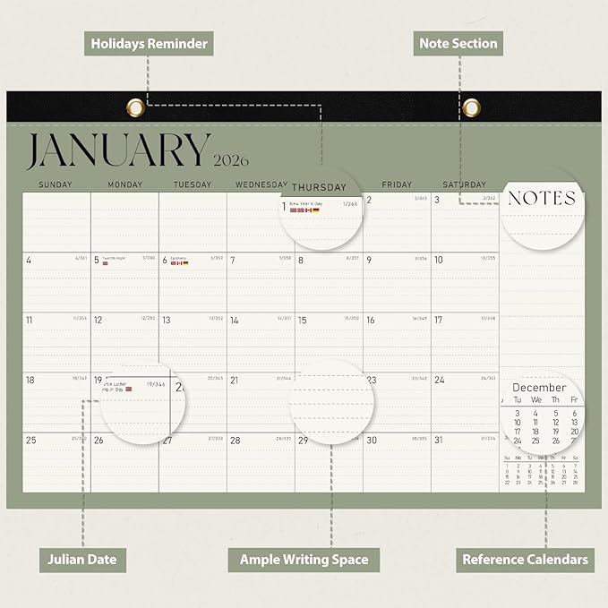2026 Desk Calendar, Large Desktop/Wall Monthly Calendar (Jan. 2026 - Jun. 2027) 17'' x 12'' School Year Desk Planner for Teacher Family School Office Supplies