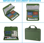 ENGPOW Accordion File Organizer,Fireproof Expanding File Folder with Multi Pockets,13 Pockets Document Organizer with Handle & Labels,Portable Home Travel Safe Storage for Letter A4 Files,Green