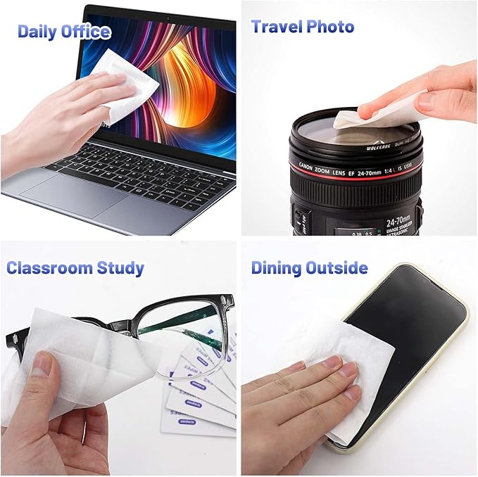 Icepac Lens Wipes for Eyeglasses - 500 Pre-Moistened Individual Wrapped Eye Glasses Cleaning Wipes | Glasses Cleaner Safely Cleans Glasses, Sunglasses, Phone Screen, Electronics & Camera Lens