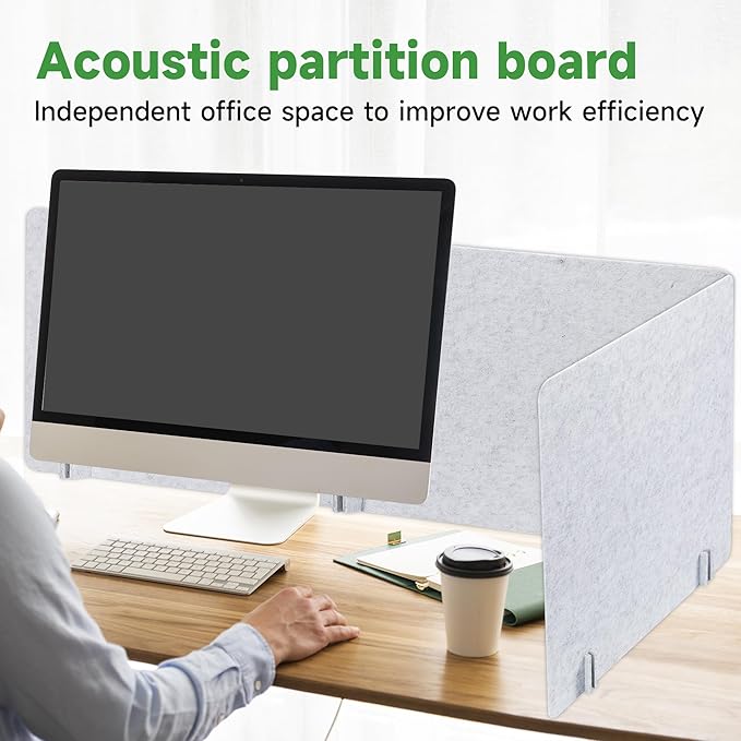 Desk Privacy Panel 2PCS 23.6" x 23.6" and 1PCS 47.2" x 23.6" Acoustic Panel Portable Desk Partition Desk Divider Noise Visual Isolate Table Divider for Student Study Reception Area Office Library