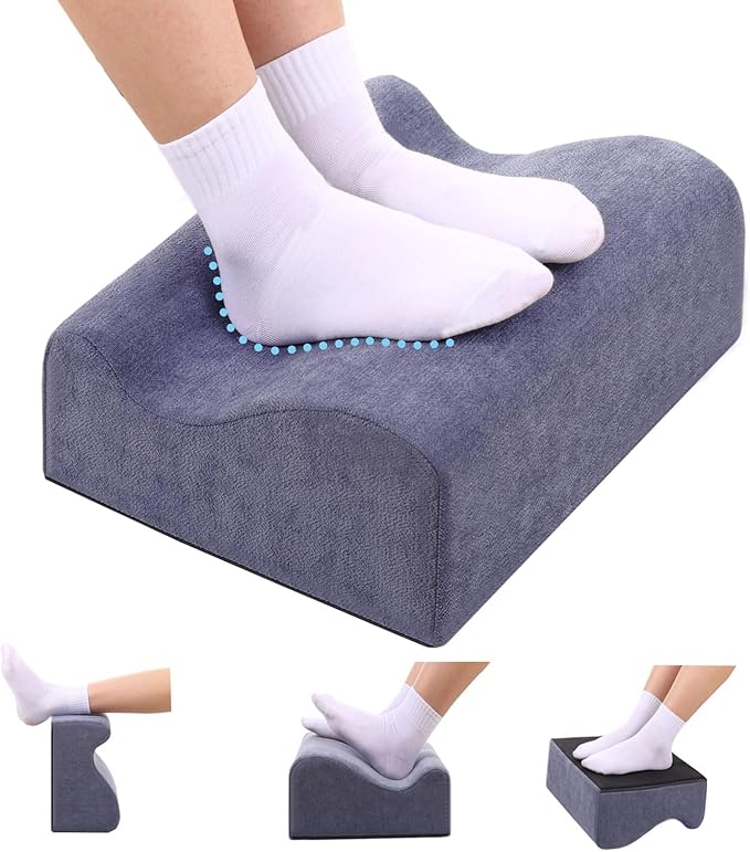 COMFelicify Foot Rest for Under Desk at Work, Ergonomic Under Desk Footrest with Washable Cover, Memory Foam Foot Stool for Office Chair & Gaming Chair, Back & Hip Pain Relief, Blue