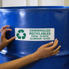 SmartSign Commingled Recyclables Sticker - Paper, Plastic, Aluminum Glass Pack of 5 Labels | 3" x 10" Laminated Vinyl, Made in USA
