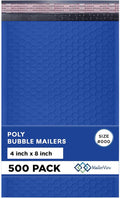 MAILERVIEW Royal Blue Small Bubble Mailers 4x8 Inch #000 | Thick Padded Poly Bubble Mailer Envelopes | 500 Pack Bulk | Trading Card Sports Card Shipping