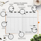 Smart Planner Pro – Undated Daily Planner – Large A4 – Achieve Goals & Increase Productivity with Weekly, Monthly, Work Sections - Organizer Diary with Back Pocket, 3 Satin Bookmarks & Pen Holder