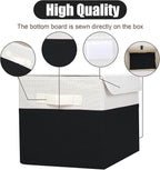 Bagnizer Large 22 Quart Linen Fabric Foldable Storage Bin Cube Organizer Basket with Flip-Top Lid & Handles, Clothes Blanket Box for Home, Office, Closet, Black & White, 4 Pack 14.6 x 9.5 x 9.5