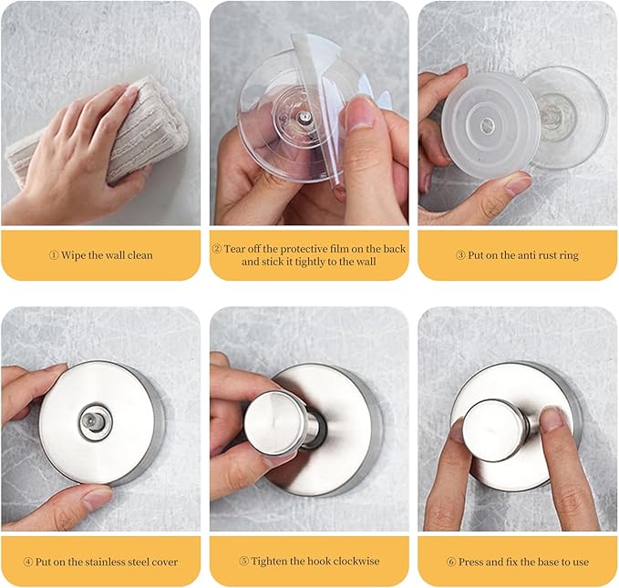 Tanngronie 4 Pack Gold Stainless Steel Suction Cup Hooks, Up to 15 LBS, No Drill, Multi-Purpose for Bathroom, Kitchen, Shower, Front Door