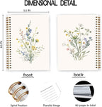 JWVK Vintage Wild Flower Spiral Notebook, Rustic Floral Botanical Notebooks for Note Taking, Cottagecore Wildflower Journal for Writing, Aesthetic Journal Journaling, 5.5x8.3 Inch