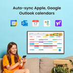 ApoloSign 27" 4K Digital Calendar: Dual Mode Calendars with Google Play & Multi-calendar Sync, Electronic Planner & Chore Chart, Smart Touchscreen, Interactive Display for Family Schedules (Dark Oak, 27-inch(4K))