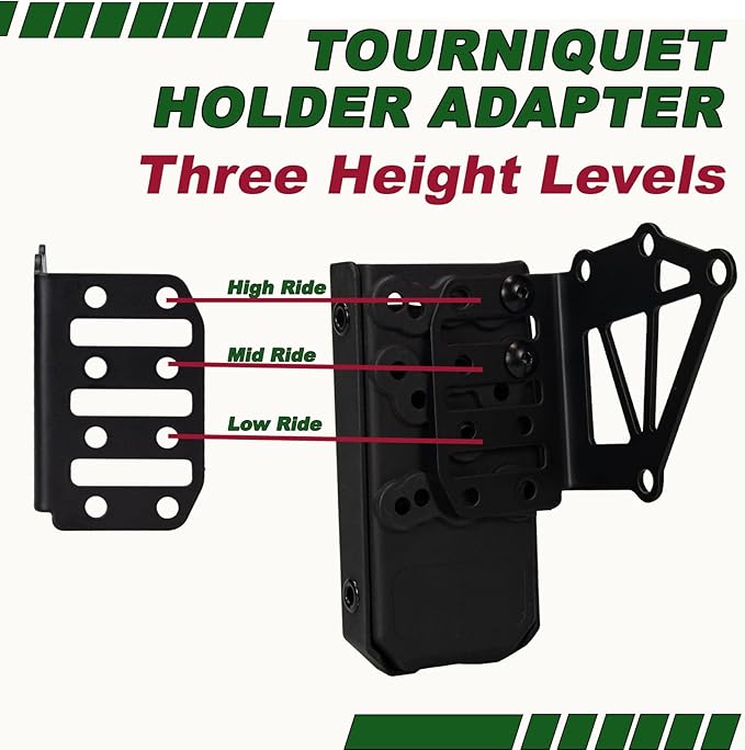 Tourniquet Holder for Gun Holster, Tactical Tourniquet Holder Adapter Mount, Police Gear Accessories with QLS Kit for 3-Hole Holster