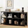 VAKATRELL 8 Cube Storage Organizer Bookshelf, Industrial Horizontal Bookcase, Accent Cubby Shelf, Media Console Table for Living Room, Home Office, 13.6" D x 63" W x 30.9" H, Black