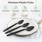 Dealusy 360 Count Black Plastic Spoons Disposable, BPA-Free, Heat Resistant, Solid and Durable Disposable Spoons Heavy Duty Bulk, Premium Spoons plastic disposable for Party Supply
