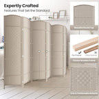 Cocosica 6 Panel Room Divider,6Ft Folding Privacy Screen,Tall - Extra Wide Foldable Panel Partition Wall Divider with Diamond Double-Weaved Hand-Woven Design Room Screen Divider