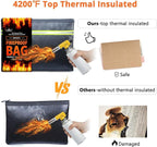 Fireproof Document Bag – 3 Pack (15" x 11", 13" x 9.7", 10.5" x 8") Fireproof & Water- proof Document Organizer | Document Holder with Zipper Secure for Cash, Passports, Check& More