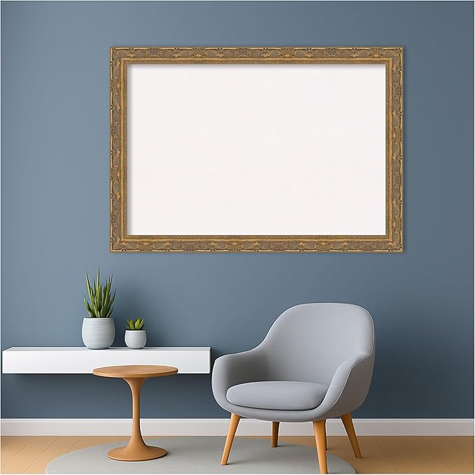 Amanti Art White Cork Board for Wall, 28x40 Vision Board with Gold Frame, Large Corkboard Office Decor for Home Organization, Traditional Corkboard Pinboard to Display Items for Home Organization