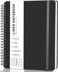 Lined Spiral Journal Notebook, A4 Spiral Notebook, 8.5''×11'' 100GSM Thick Paper Spiral Bound Journaling Notebooks for Work, School, Women, College Ruled Spiral Notebook for Note Business, Black