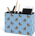 Famame Little German Shepherd Dog Pencil Holder for Desk, Leather Desktop Container Pen Cup Storage Study Table Pen Organizer Makeup Brushes Holder for Office Home