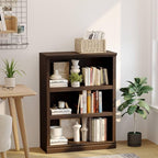 blini 3-Shelf Bookcase Wooden Bookshelves Dark Cherry 33in Wide Floor Standing Display Storage Shelves Tall Bookcase for Home Office, Living Room, Bed Room