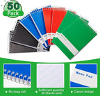 Thenshop 50 Pads Spiral Memo Pads Bulk 3 x 5 Inch Small Pocket Notepad Top Bound Lined 60 Sheets Mini Notebooks for School College Office Home Supplies (Classic Colors)