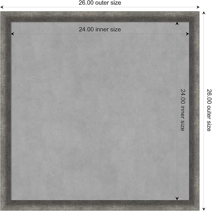 Amanti Art Grey Framed Magnetic Board 26x26 Medium Vision Board for use with Magnets, 100% Metal Sheet to Display Items as Office Decor or for Home Organization in mudroom, Kitchen or Kids Room