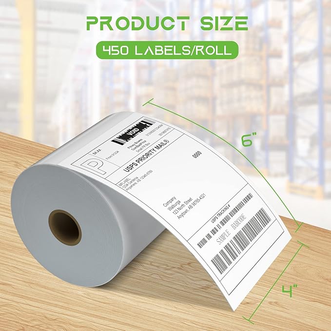 MFLABEL 4x6 Direct Thermal Shipping Labels - 10 Rolls of 450 Labels/Roll, Compatible with Zebra 2844/ZP450/ZP500/ZP505, USPS/FedEx/UPS/Amazon Shipping, Smudge-Resistant & Permanent Adhesive