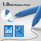 JIMMIDDA Ballpoint Pens Bulk - 107 Pcs Black Ink Pens in Bulk | 1.0 Medium Point Smooth Writing, Retractable No Bleed Ball Point Pen for Men Women (Blue Barrel)