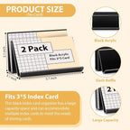 2 Pack 3x5 Index Card Display Holder Acrylic Cards Holder Stand Acrylic Business Card Holders Name Card Organizer Postcard Stand Display 200 Capacity for Studying Supplies No Card (Black, 2 Pack)